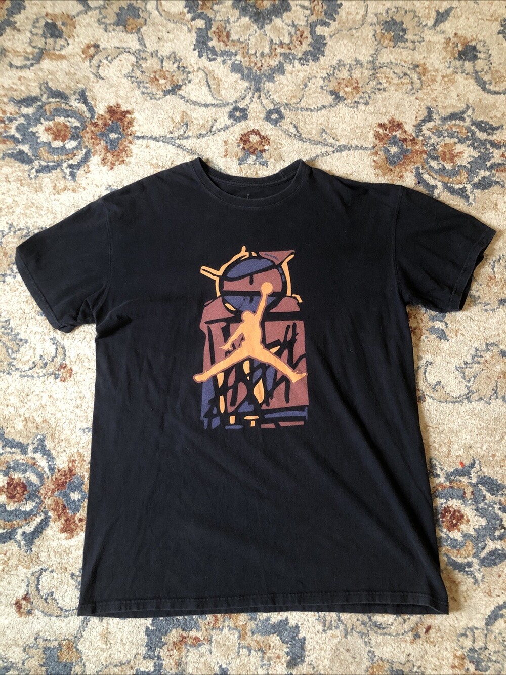Nike Air Jordan Jumpman Retro Logo T Shirt Black Size XL Abstract Art